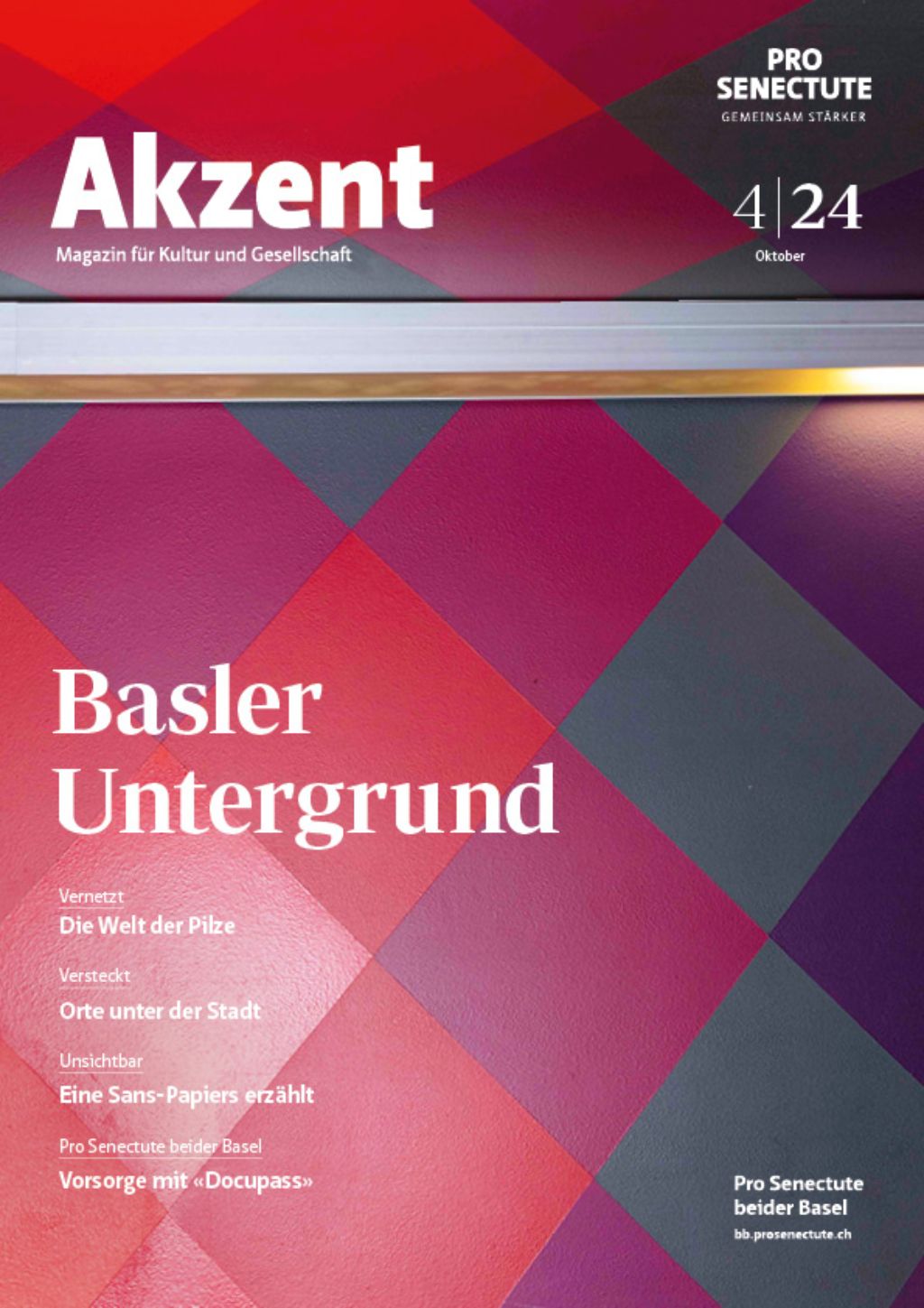 Titelblatt Akzent Magazin Nr. 4 2024 Oktober «Basler Untergrund»