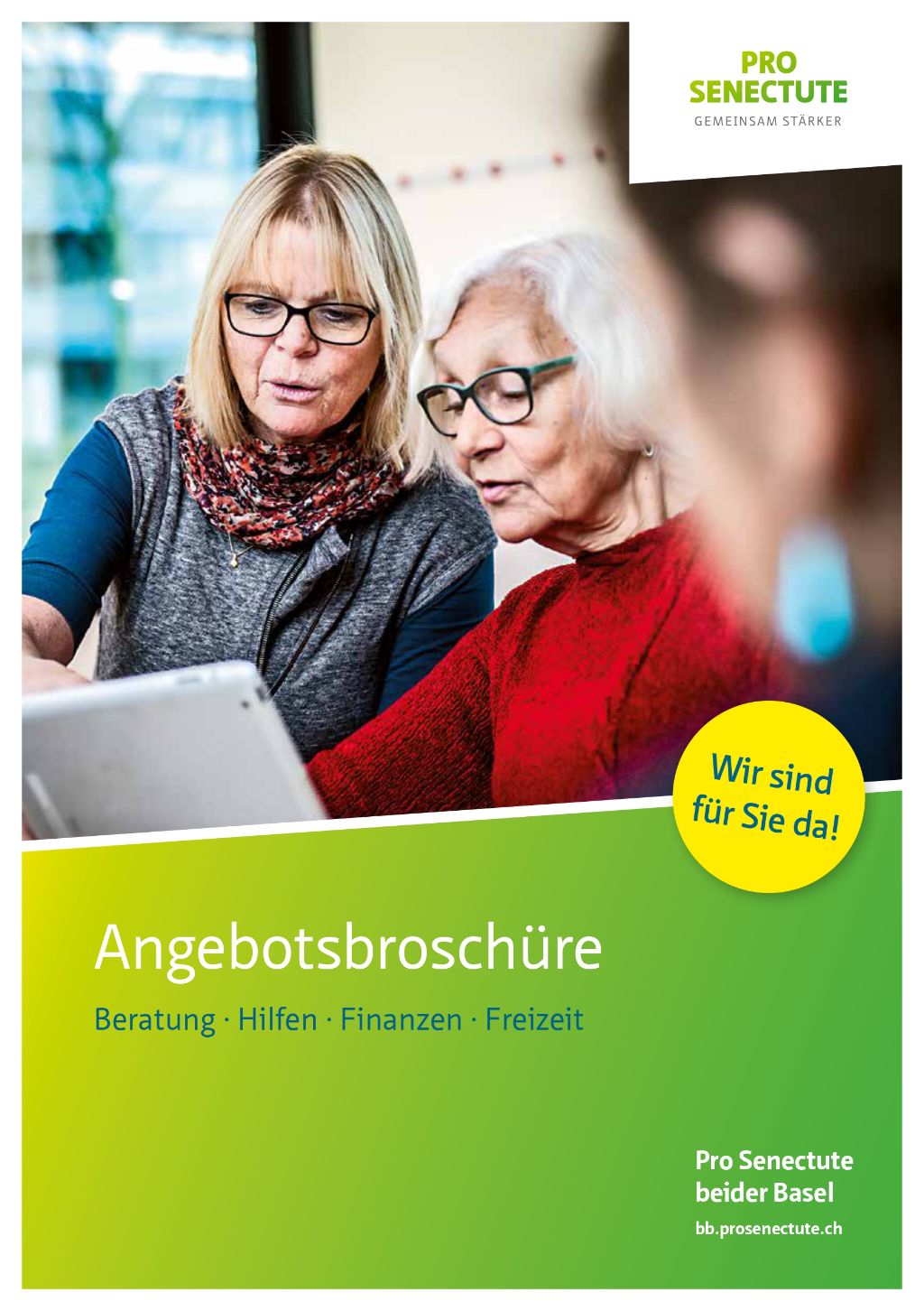 Titelblatt Angebotsbroschüre 2026 von Pro Senectute beider Basel